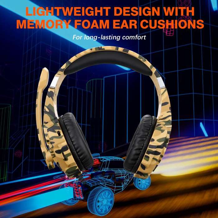 KOTION EACH G9000 Pro On-Ear Gaming Headset with Mic, Cable Length: About 2.1m(Camouflage Yellow)