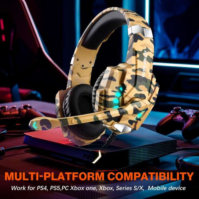KOTION EACH G9000 Pro On-Ear Gaming Headset with Mic, Cable Length: About 2.1m(Camouflage Yellow)