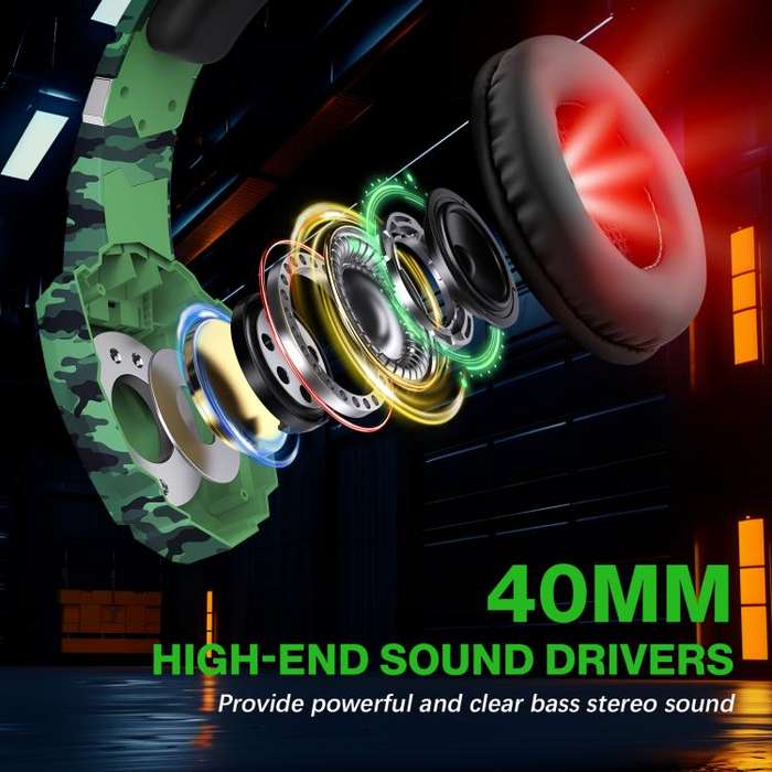 KOTION EACH G9000 Pro On-Ear Gaming Headset with Mic, Cable Length: About 2.1m(Camouflage Green)