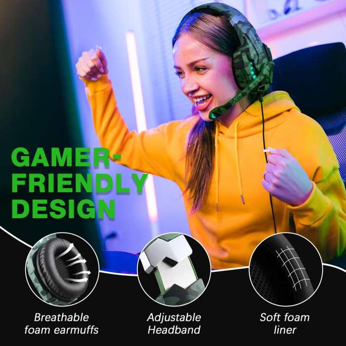 KOTION EACH G9000 Pro On-Ear Gaming Headset with Mic, Cable Length: About 2.1m(Camouflage Green)