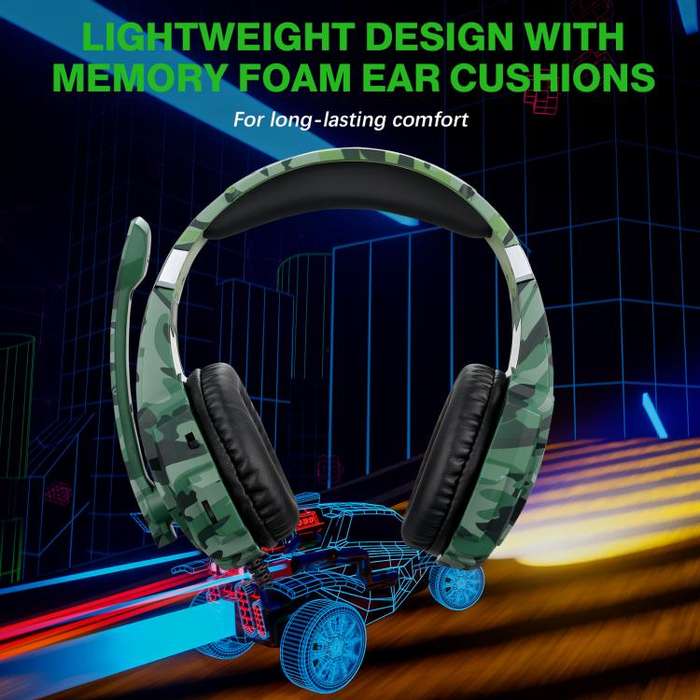 KOTION EACH G9000 Pro On-Ear Gaming Headset with Mic, Cable Length: About 2.1m(Camouflage Green)