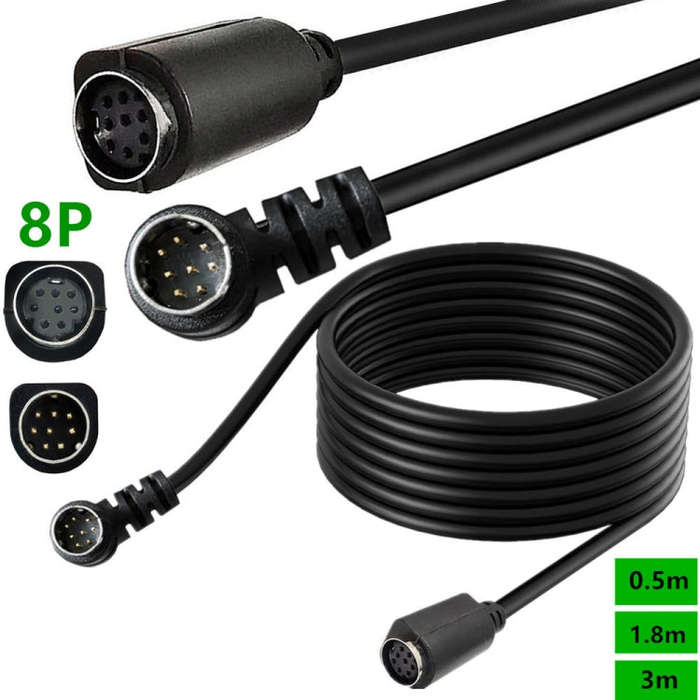 Curved mini DIN 8 Pin TV Audio Adapter Cable S-Video TV Box Cable, Length:3m(Black)