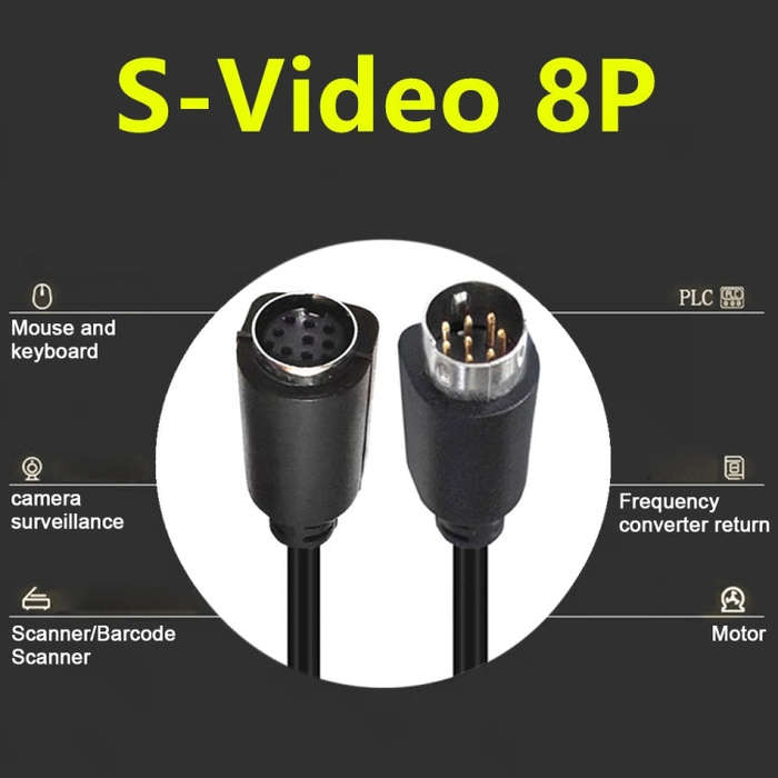 90 Degree mini DIN 8 Pin TV Audio Adapter Cable S-Video TV Box Cable, Length:0.5m(Black)