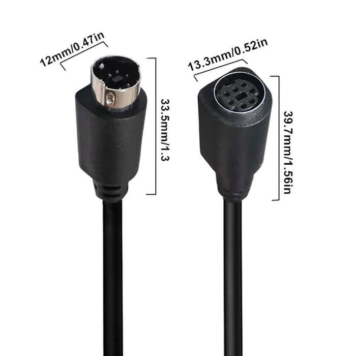 Mini DIN 7 Pin Core Audio / Video Cable, Length:0.5m(Male to Female Straight)