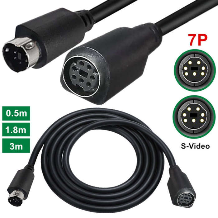 Mini DIN 7 Pin Core Audio / Video Cable, Length:0.5m(Male to Female Straight)