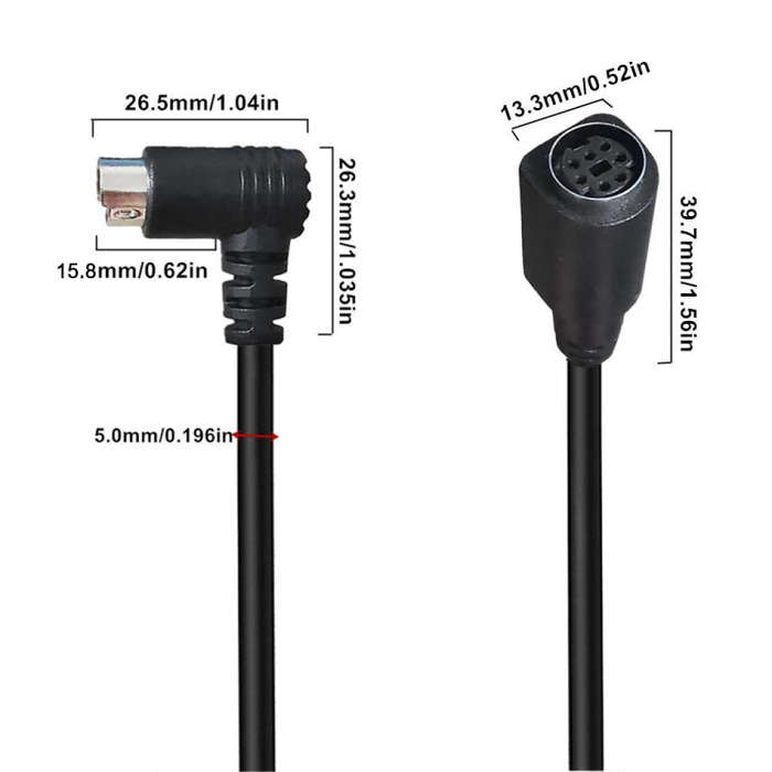 Mini DIN 7 Pin Core Audio / Video Cable, Length:1.8m(Male to Female Elbow)