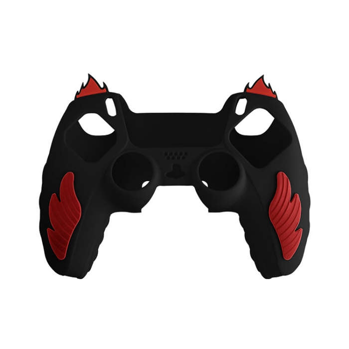 For Sony PS5 Flame Silicone Gamepad Protective Case(Black)