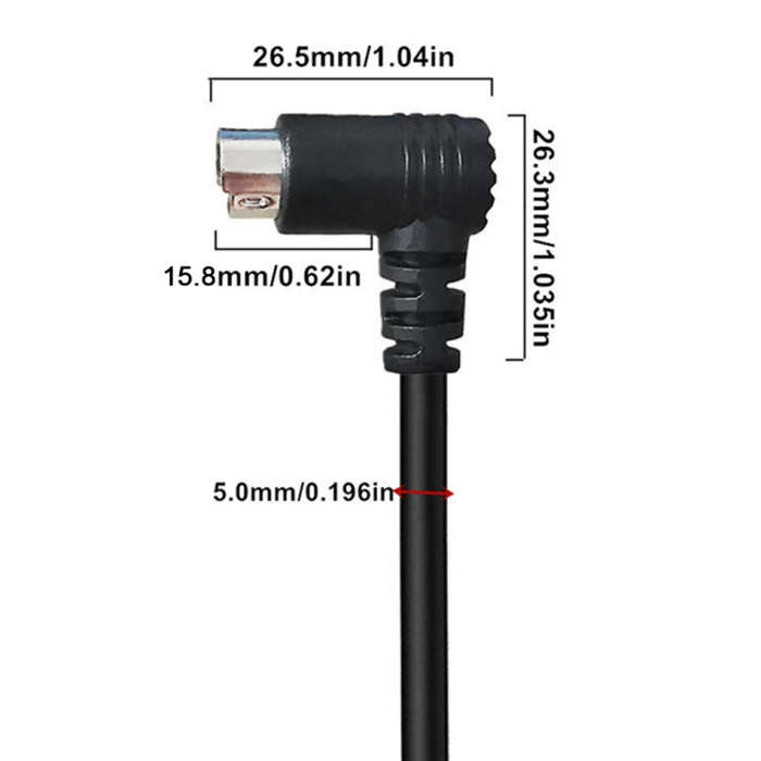 Mini DIN 6 Pin Core Extension Cable, Length:3m(Male to Male Elbow)