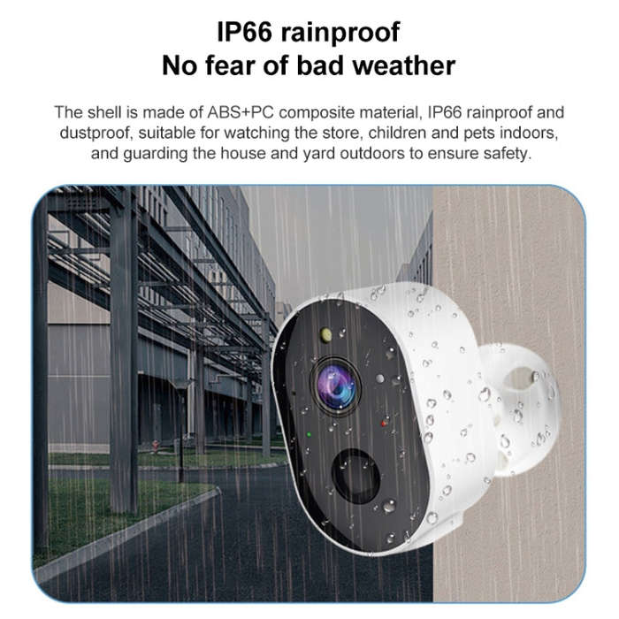 3MP Home Outdoor HD Wireless Surveillance Camera, WiFi Version+9000mAh Battery(US Plug)