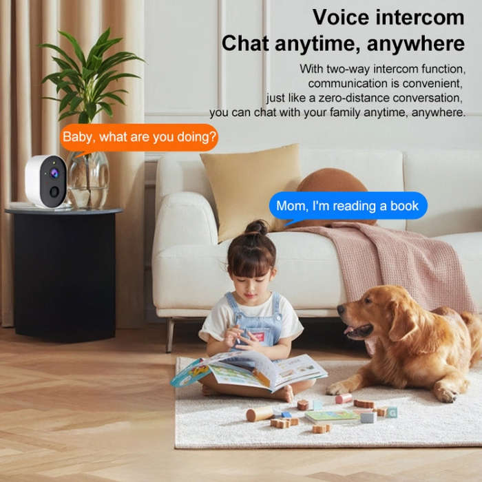 3MP Home Outdoor HD Wireless Surveillance Camera, WiFi Version+9000mAh Battery(US Plug)