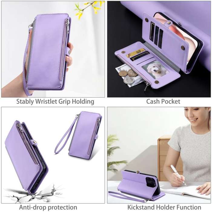 For Motorola Edge 60 Pro Leather Stitching Multi-card Slot Zipper Phone Case(Purple)
