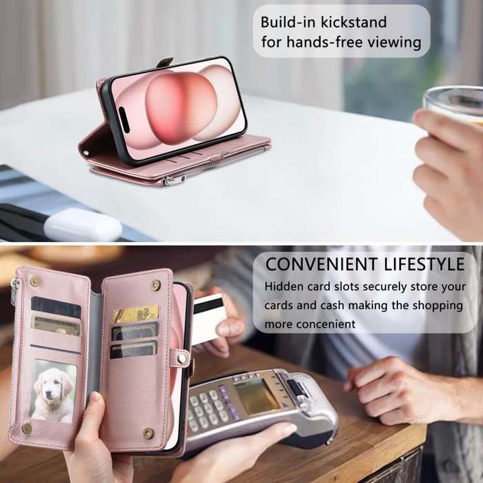 For Motorola Edge 60 Pro Leather Stitching Multi-card Slot Zipper Phone Case(Rose Gold)