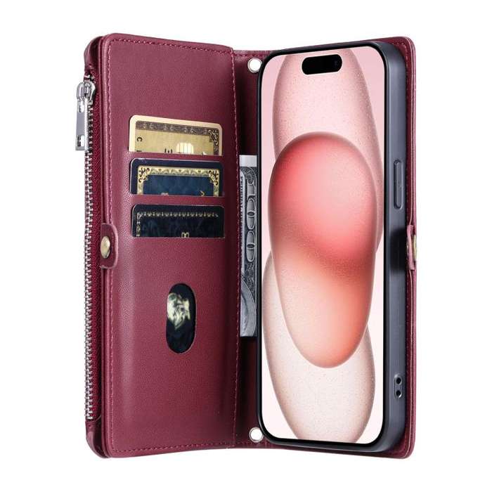 For Motorola Edge 60 Pro Leather Stitching Multi-card Slot Zipper Phone Case(Wine Red)