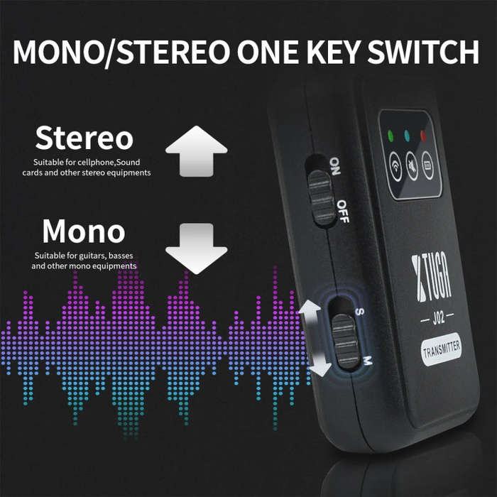 XTUGA J02 2.4G Stereo Wireless In-Ear Mini Monitor System with Transmitter & Receiver(Black)