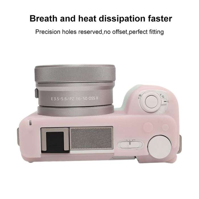 For Sony ZV-E10 II / ZV-E10M2 Litchi Texture Soft Silicone Protective Case(Jelly Pink Green)