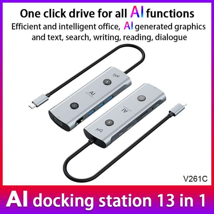 YCE V261 13 in 1 USB-C / Type-C HUB Adapter AI Docking Station(Grey)
