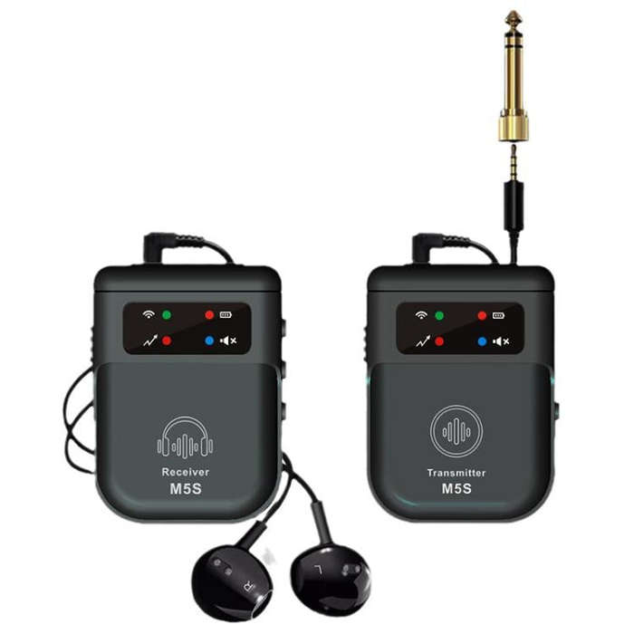 M5S Wireless In-Ear Monitor System for Stage Live Broadcast 2.4G Transmitter & Receiver(Black)