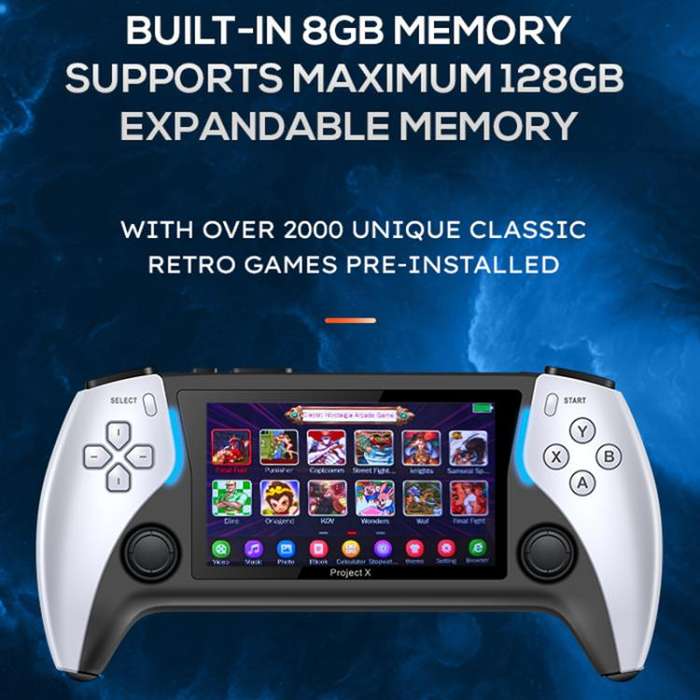 PROJECT X Handheld Game Console 4.3 inch Screen ATM 7051 CPU(White)