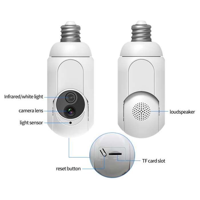 1080P Bulb Type WiFi Surveillance Camera Support Night Vision & Two-way Intercom & Motion Detecti...