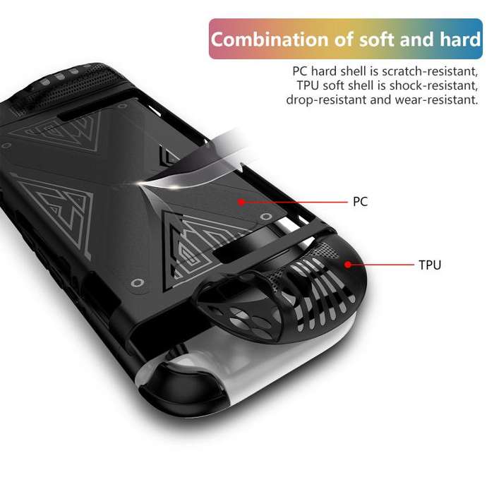 For Nintendo Switch 2  Detachable X-pattern Protective Case with Holder(Black)