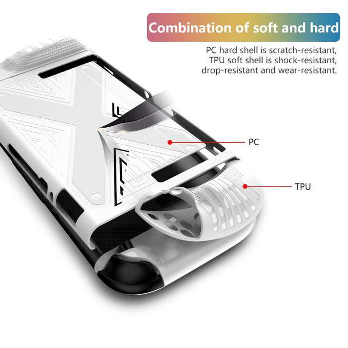 For Nintendo Switch 2  Detachable X-pattern Protective Case with Holder(White)