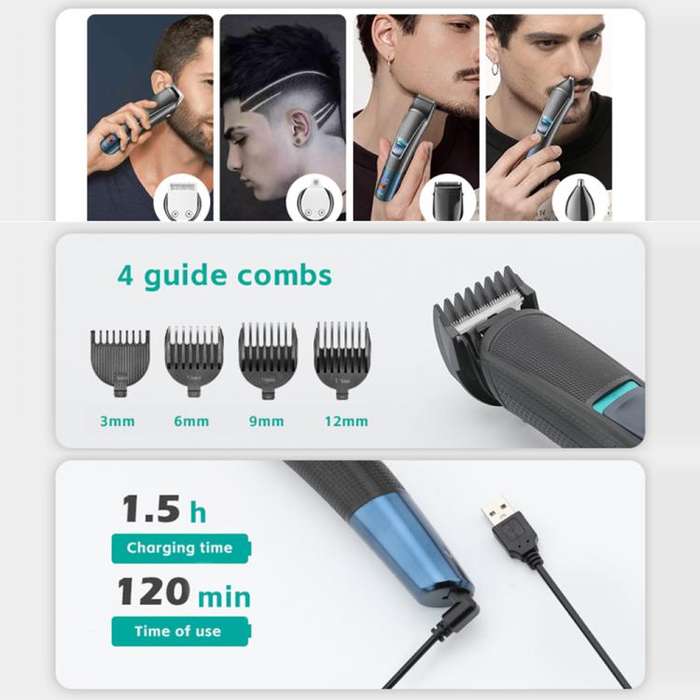 VGR V-108 10-in-1 Digital Display Electric Hair Clipper Men Care Kit(Black)