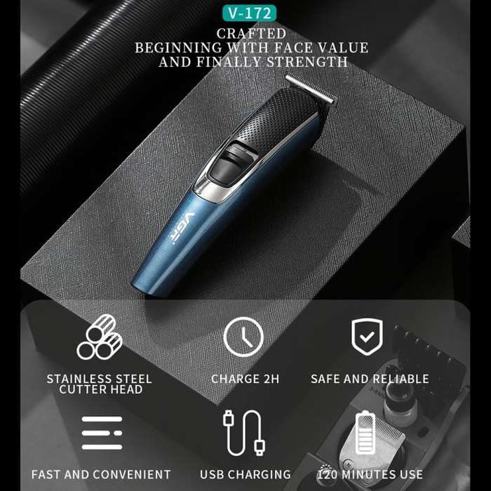 VGR V-172 10W Multifunctional USB Electric Hair Clipper(Blue)