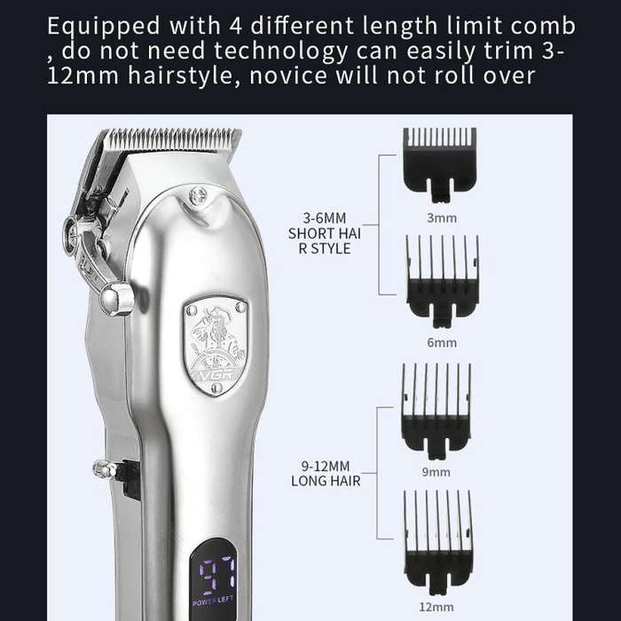 VGR V-652 Professional Digital Display USB Electric Hair Clipper(Silver)