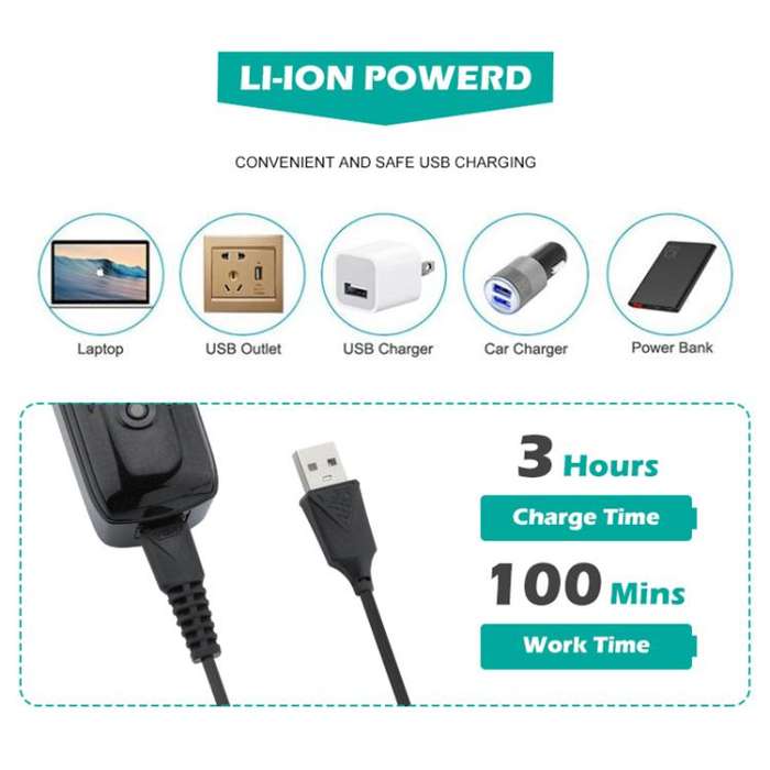 VGR V-653 Professional USB Electric Hair Clipper with Holder(Black)
