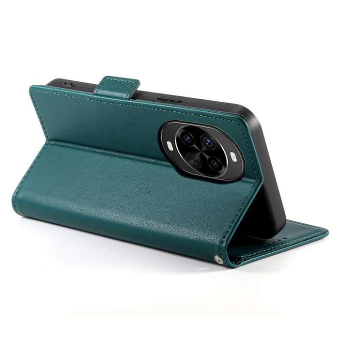 For Huawei nova 14 Pro Side Buckle Magnetic Frosted Leather Phone Case(Dark Green)