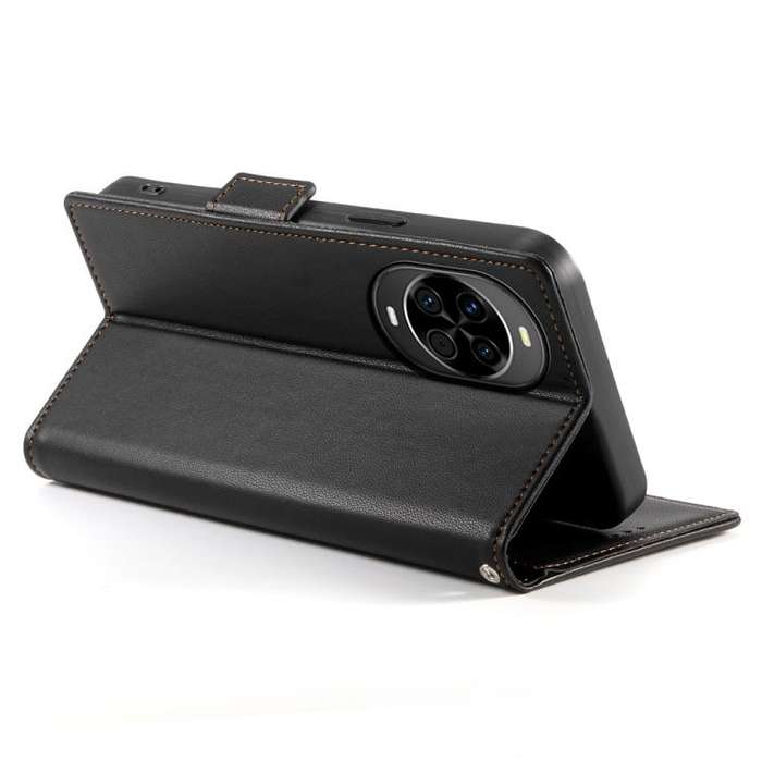For Huawei nova 14 Side Buckle Magnetic Frosted Leather Phone Case(Black)