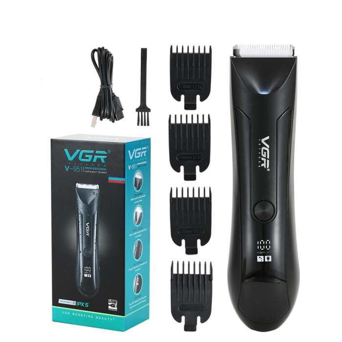 VGR V-951 IPX5 LED Digital Display Portable Light USB Hair Clipper(Black)