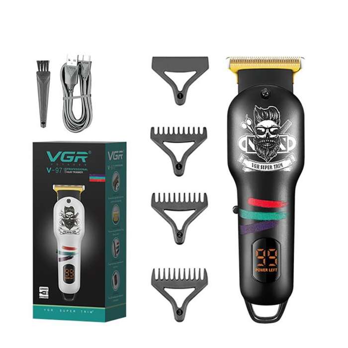 VGR V-971 Graffiti Design LED Digital Display USB Electric Hair Clipper(Black)