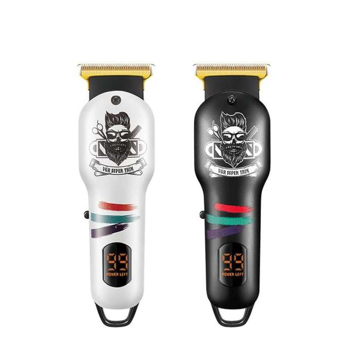 VGR V-971 Graffiti Design LED Digital Display USB Electric Hair Clipper(White)