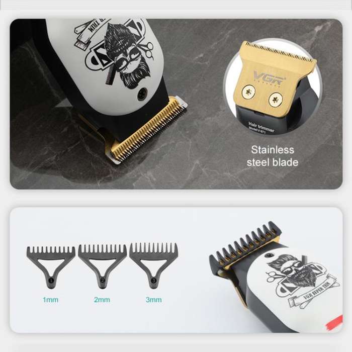 VGR V-971 Graffiti Design LED Digital Display USB Electric Hair Clipper(Black)
