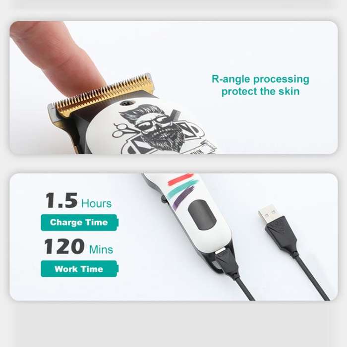 VGR V-971 Graffiti Design LED Digital Display USB Electric Hair Clipper(Black)