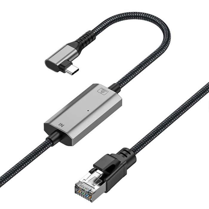 2m RJ45 to USB-C / Type-C Side Bend High Speed Network Card Ethernet Cable