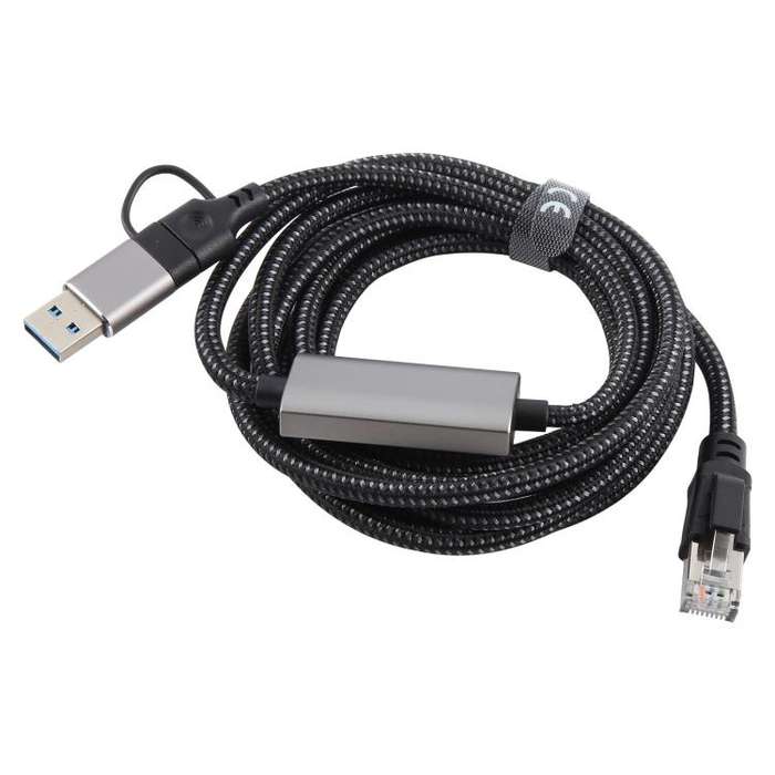 2m RJ45 to USB-C / Type-C Side Bend High Speed Network Card Ethernet Cable