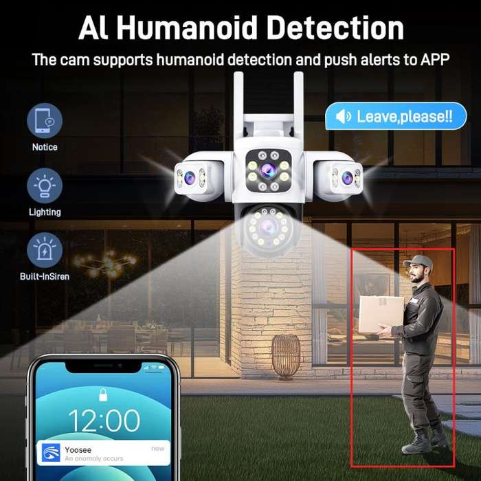 2MP HD 360 Degree Panorama 3 Lens IP66 Waterproof Wireless WiFi Camera, Memory:15 Days Memory Car...