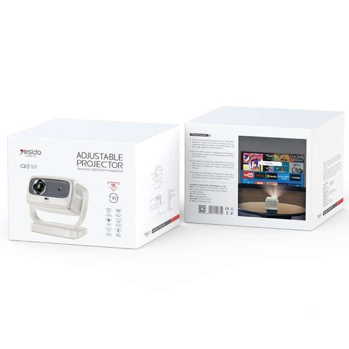 Yesido TV13 1280x720P 190ANSI Android 9.0 Series Smart Projector, Plug:EU Plug(Beige)