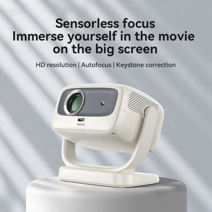 Yesido TV13 1280x720P 190ANSI Android 9.0 Series Smart Projector, Plug:UK Plug(Beige)