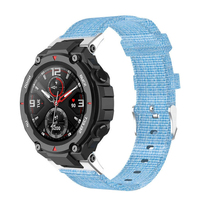 For Huami Amazfit T-Rex  A1918 Nylon Canvas Replacement Strap with Screwdriver(Light Blue)