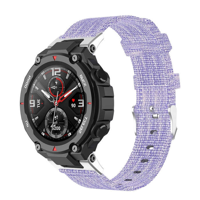 For Huami Amazfit T-Rex  A1918 Nylon Canvas Replacement Strap with Screwdriver(Purple)