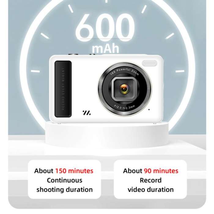 DC15 2.4 inch 18X Digital Zoom Camera 4K HD Video 64MP Shooting(White)