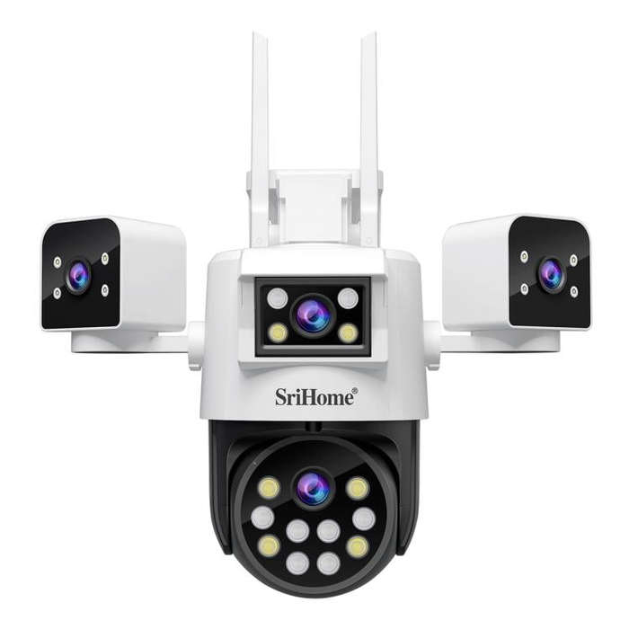 SriHome SH066 8MP HD Quad Lens Security Camera, Support Full Color Night Vision / Two-way Audio(E...