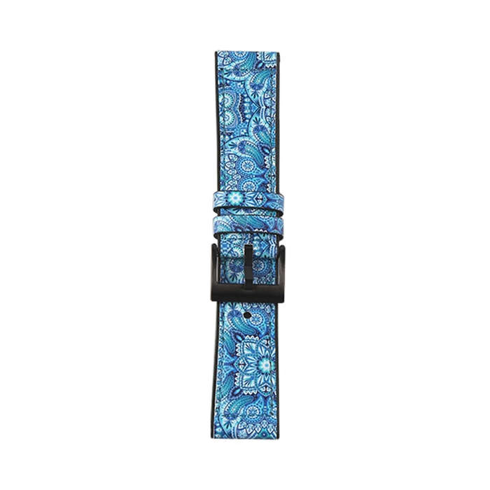 For Samsung Galaxy Watch 3 45mm TPU + Leather Watch Band(Flower Blue)