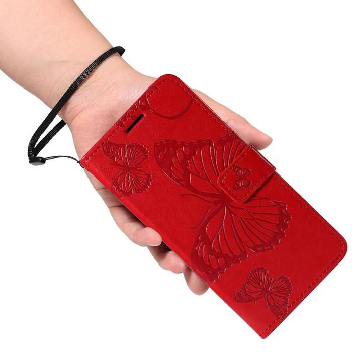For Honor 400 Global 156.5mm 3D Butterfly Embossed Pattern Flip Leather Phone Case(Red)