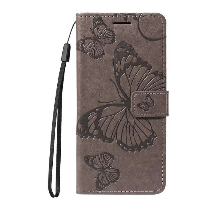 For Honor 400 Global 156.5mm 3D Butterfly Embossed Pattern Flip Leather Phone Case(Grey)