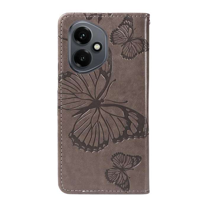 For Honor 400 Global 156.5mm 3D Butterfly Embossed Pattern Flip Leather Phone Case(Grey)
