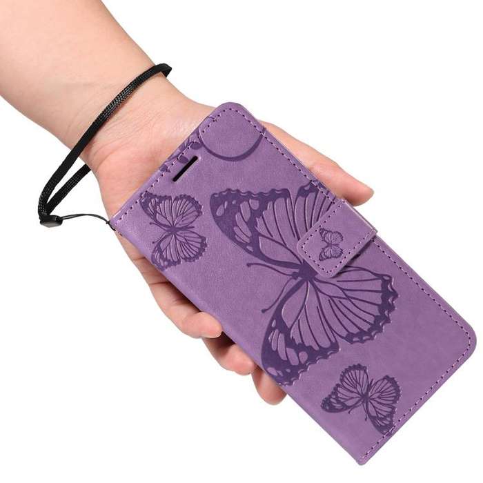 For Honor 400 Pro Global 160.8mm 3D Butterfly Embossed Pattern Flip Leather Phone Case(Purple)